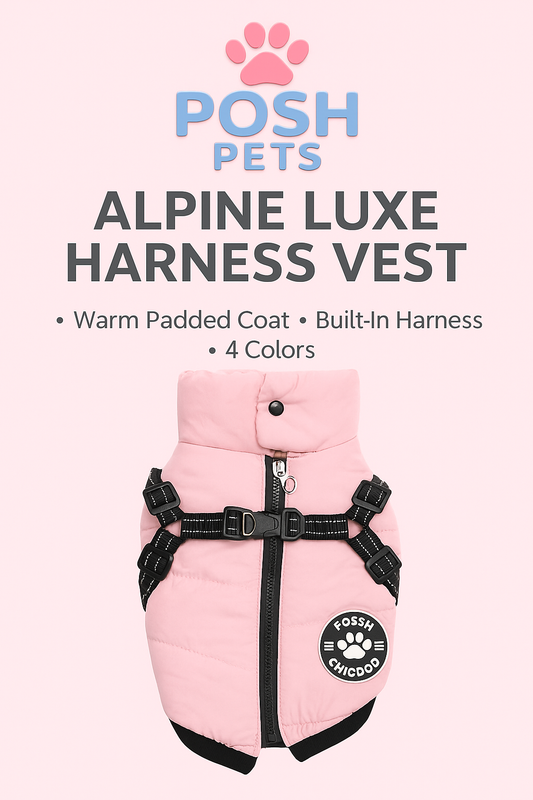 POSH PETS™ Alpine Luxe Harness Vest Warm Padded Coat with Built-In Harness for Dogs & Cats